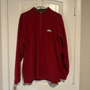 Antigua Men's Burgundy Zip-Up Arkansas Razorbacks Sweater